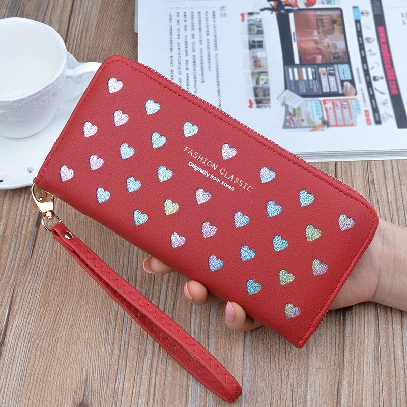 Luxury Women's Wallet New Long Zipper Handbag Mobile Phone Wallets Large Capacity Heart Hollowed Out Coin Purse Clutch Wallet