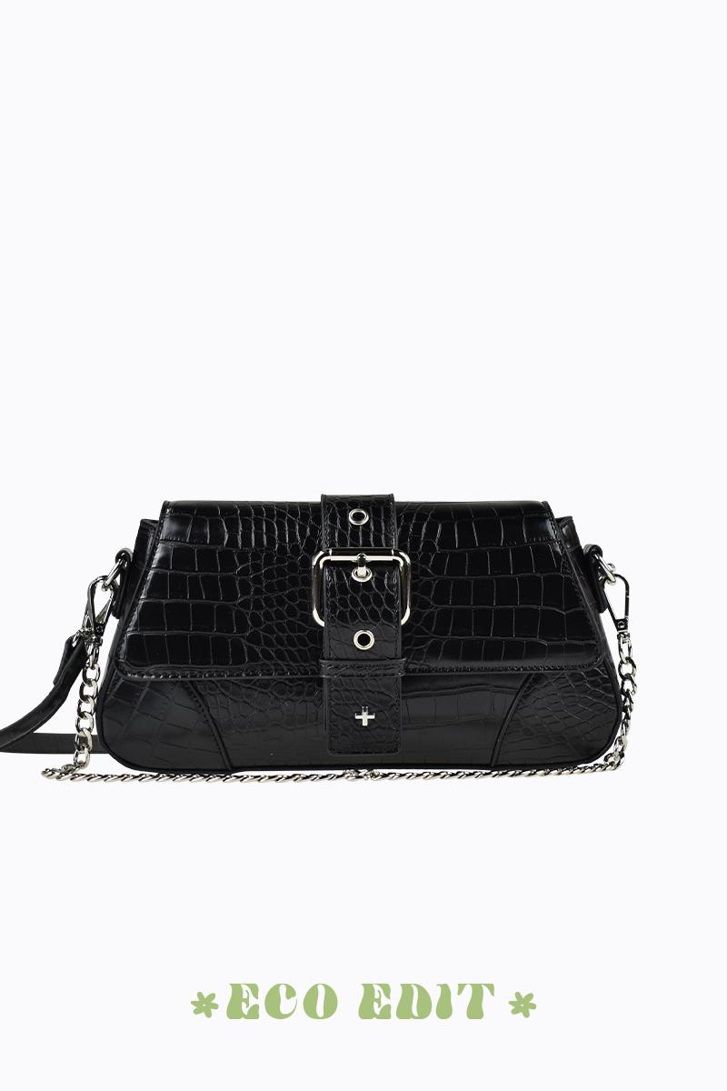 Maddy - Black Croc Silver