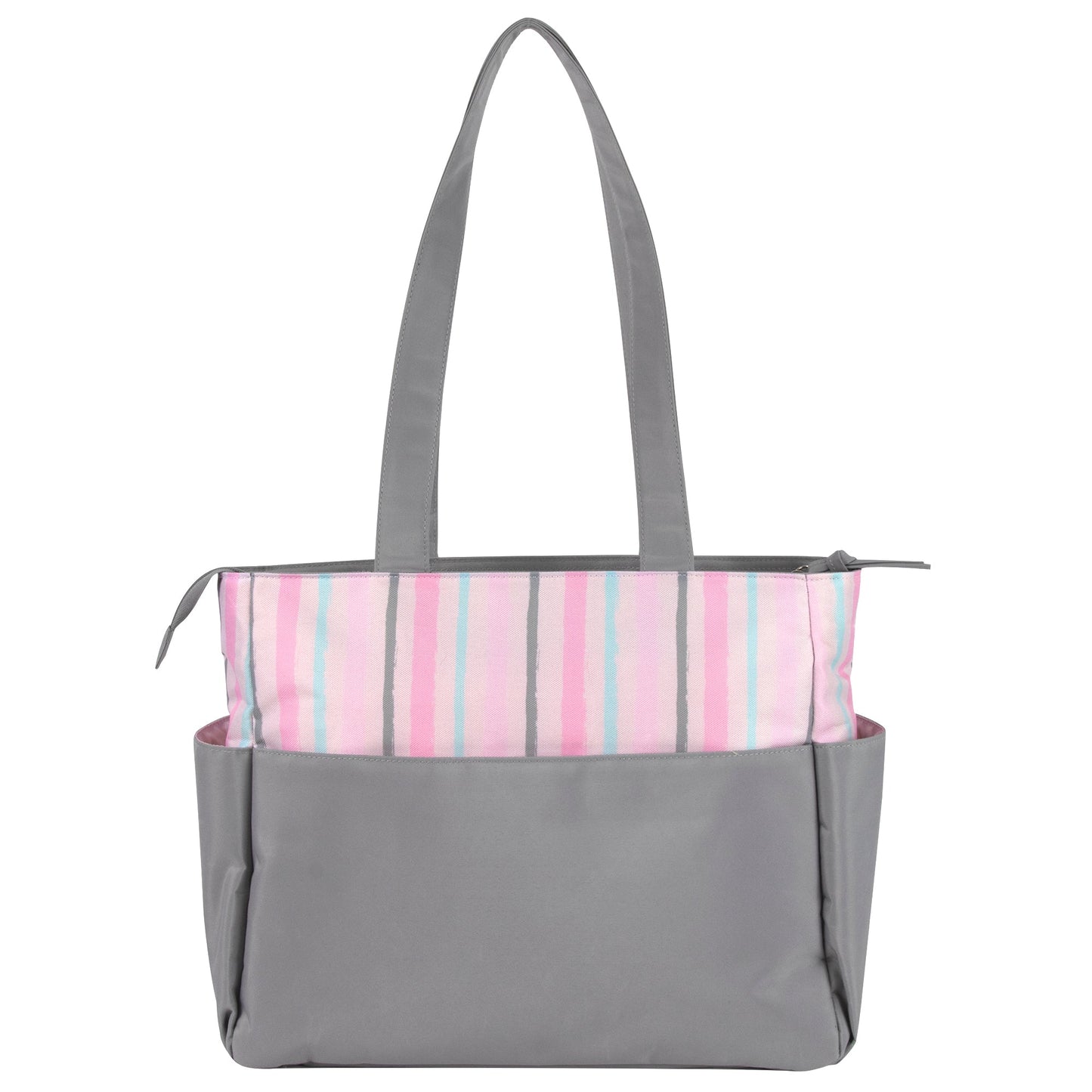Baby Essentials Diaper Bag Tote 5 Piece Set Pink Rainbow Themed