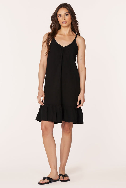V-NECK RUFFLE DRESS