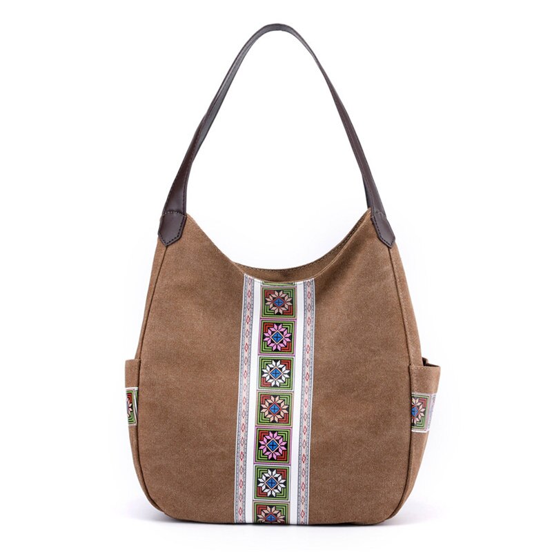 Canvas Printing Hand Bags for Women Casual Large Hobo Shoulder Tote Handbags Female Portable Cloth Pocket Zipper Big Shopper Bag