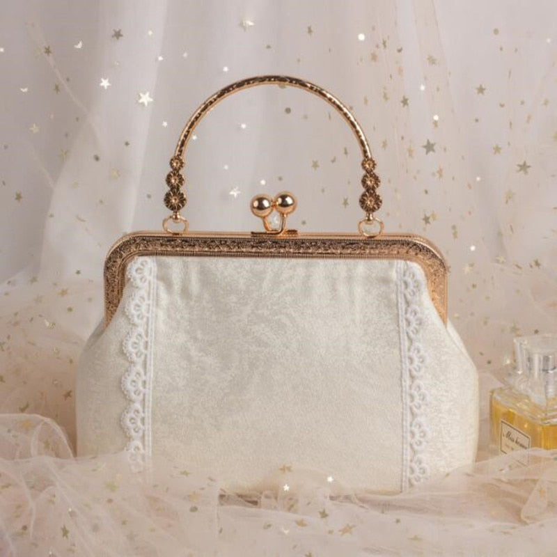 Kylethomasw Chinese Style Embroidered Handbag for Women Vintage Metal Frame Evening Bags Kiss Lock Qi Pao Clutch Bag Female Ethnic Purses