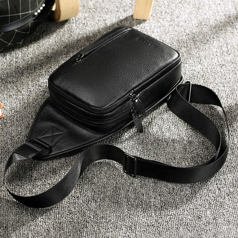 Men Chest Bags Leather Designer Messenger Shoulder Crossbody Bags for Men Designer Casual Multi-function Chest Pack Business Bag