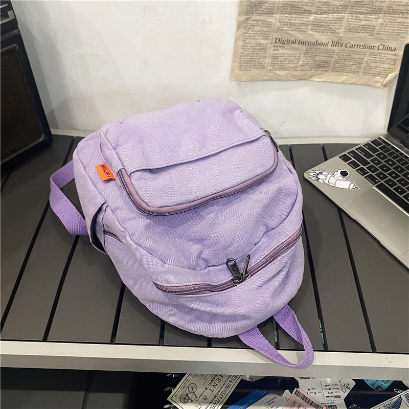 New Women Backpack Waterproof Men Nylon Color Contrast Schoolbag Multi Pocket Book Bag Laptop Unisex Solid Color Insert Buckle