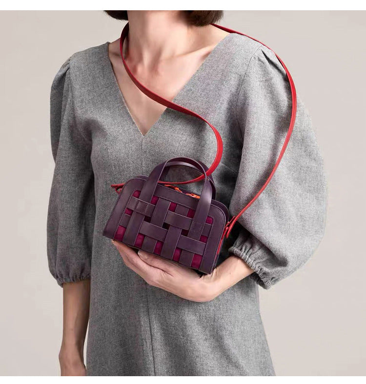 Square Mini Shoulder Bag, Crossbody Handbag With Handles, Foldover Faux Leather Small Size, Patch Mini Bags For Women