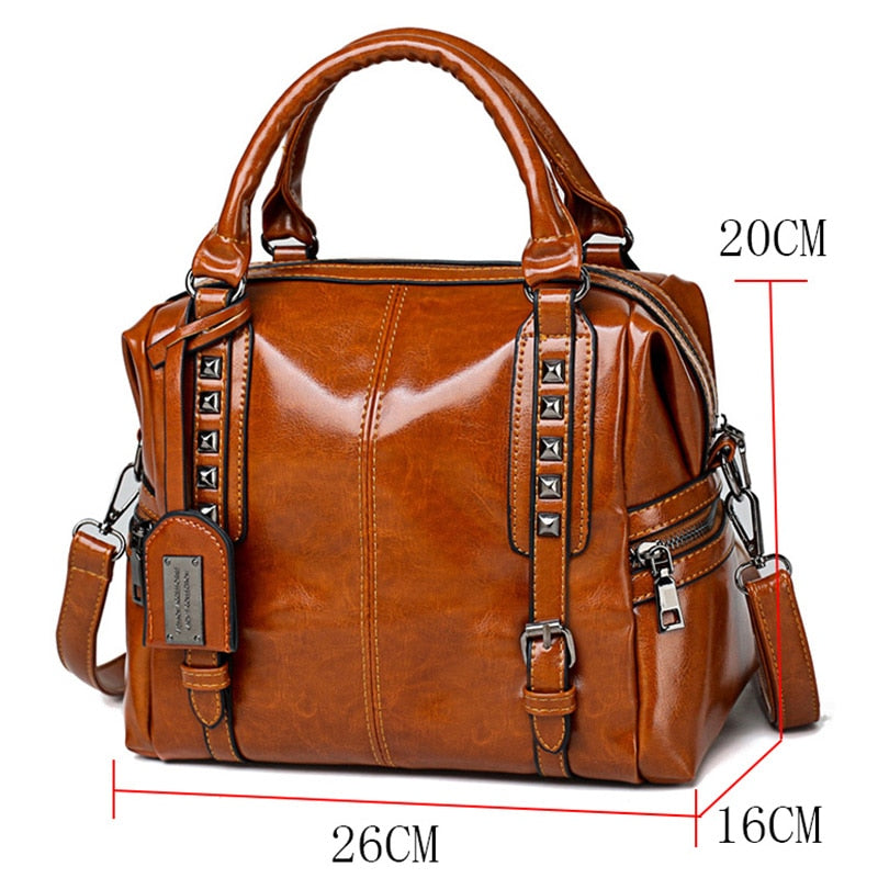 Luxury Handbags Women Bags Designer Vintage Oil Wax Leather Ladies Shoulder Bag Large Capacity Female Messenger Bags Casual Tote