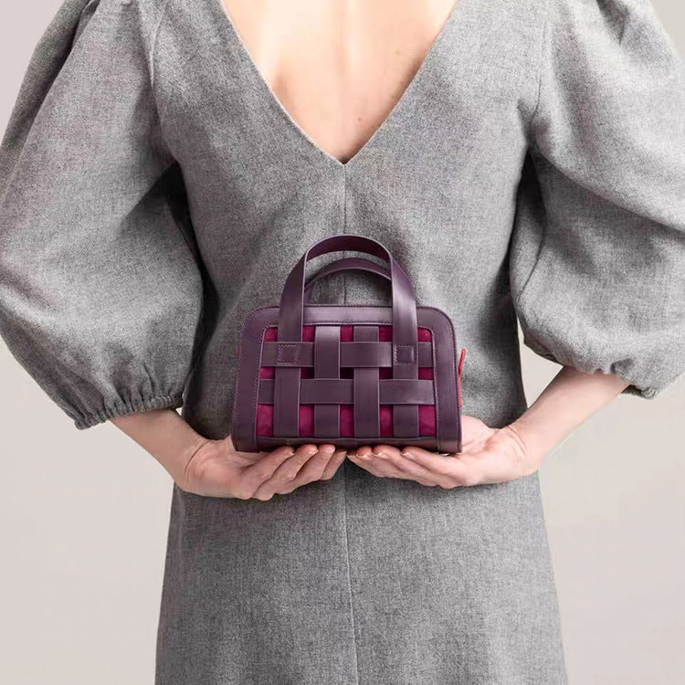 Square Mini Shoulder Bag, Crossbody Handbag With Handles, Foldover Faux Leather Small Size, Patch Mini Bags For Women