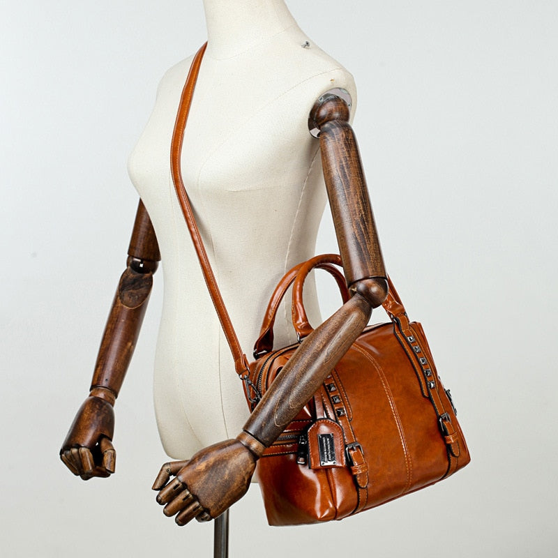 Luxury Handbags Women Bags Designer Vintage Oil Wax Leather Ladies Shoulder Bag Large Capacity Female Messenger Bags Casual Tote