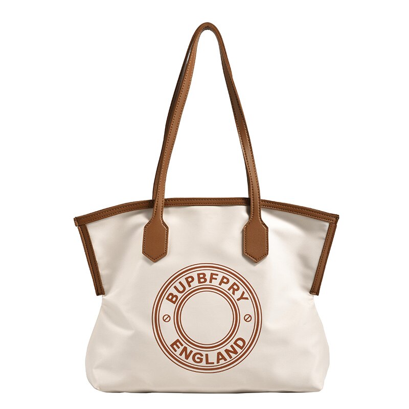 Letters Printed Nylon Tote Bags for Women Big Shoulder Bag Large Travel Handbag for Women Simple Fashion Lady Practical Handbags