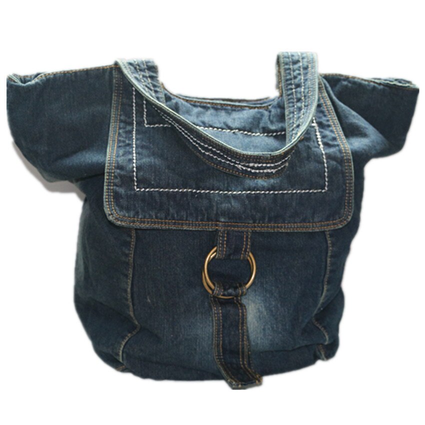Kylethomasw Ladies large capacity casual jeans handbag multi functional denim hand tote fashion leisure shoulder bag walking shopping bag