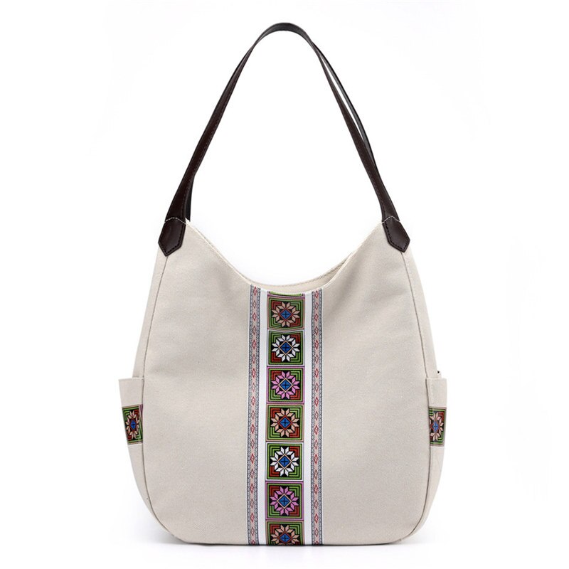 Canvas Printing Hand Bags for Women Casual Large Hobo Shoulder Tote Handbags Female Portable Cloth Pocket Zipper Big Shopper Bag