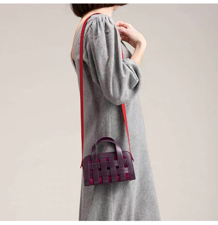 Square Mini Shoulder Bag, Crossbody Handbag With Handles, Foldover Faux Leather Small Size, Patch Mini Bags For Women