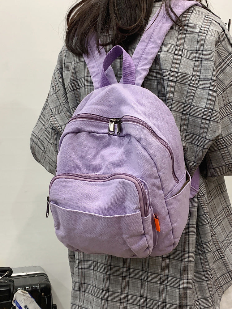 New Women Backpack Waterproof Men Nylon Color Contrast Schoolbag Multi Pocket Book Bag Laptop Unisex Solid Color Insert Buckle