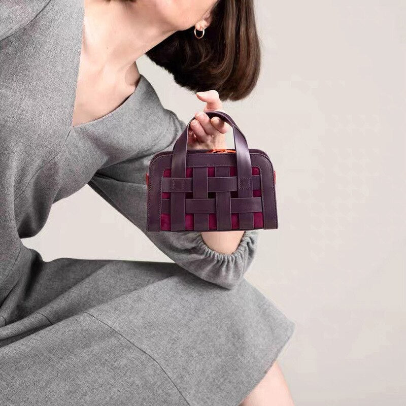 Square Mini Shoulder Bag, Crossbody Handbag With Handles, Foldover Faux Leather Small Size, Patch Mini Bags For Women