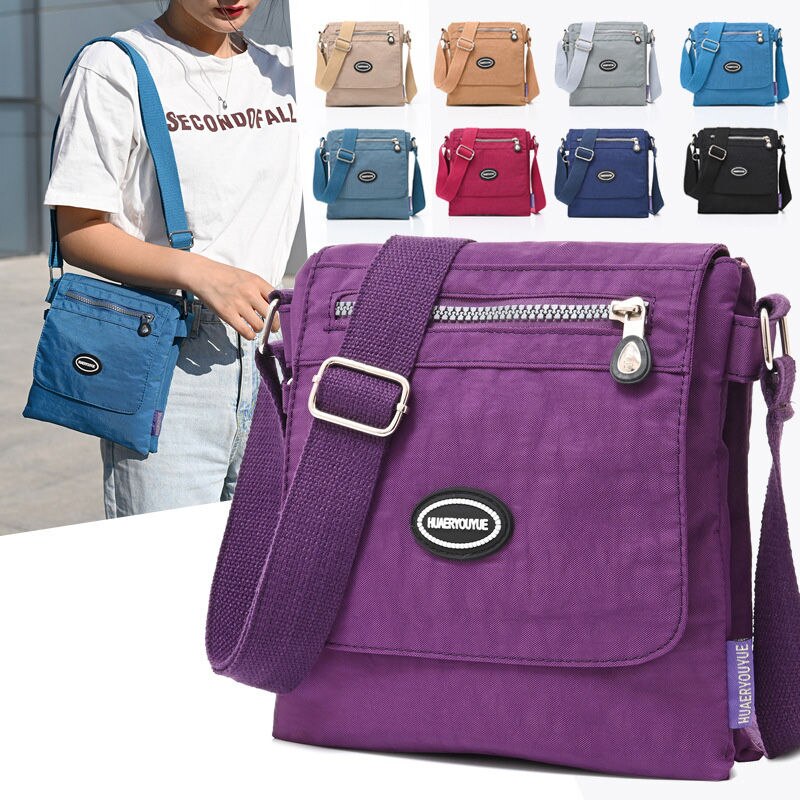 Kylethomasw Nylon Waterproof Ladies Shoulder Bags Female Handbag Multi Pockets Women Crossbody Bags Retro Messenger Bag for Women Coin Purse