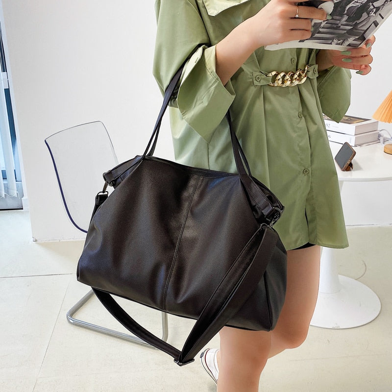 Soft Lychee Pattern Leather Shoulder Bags for Women New 2022 Large Ladies Hand Bags Casual Roomy Daily Use Big Crossbody Bag Sac