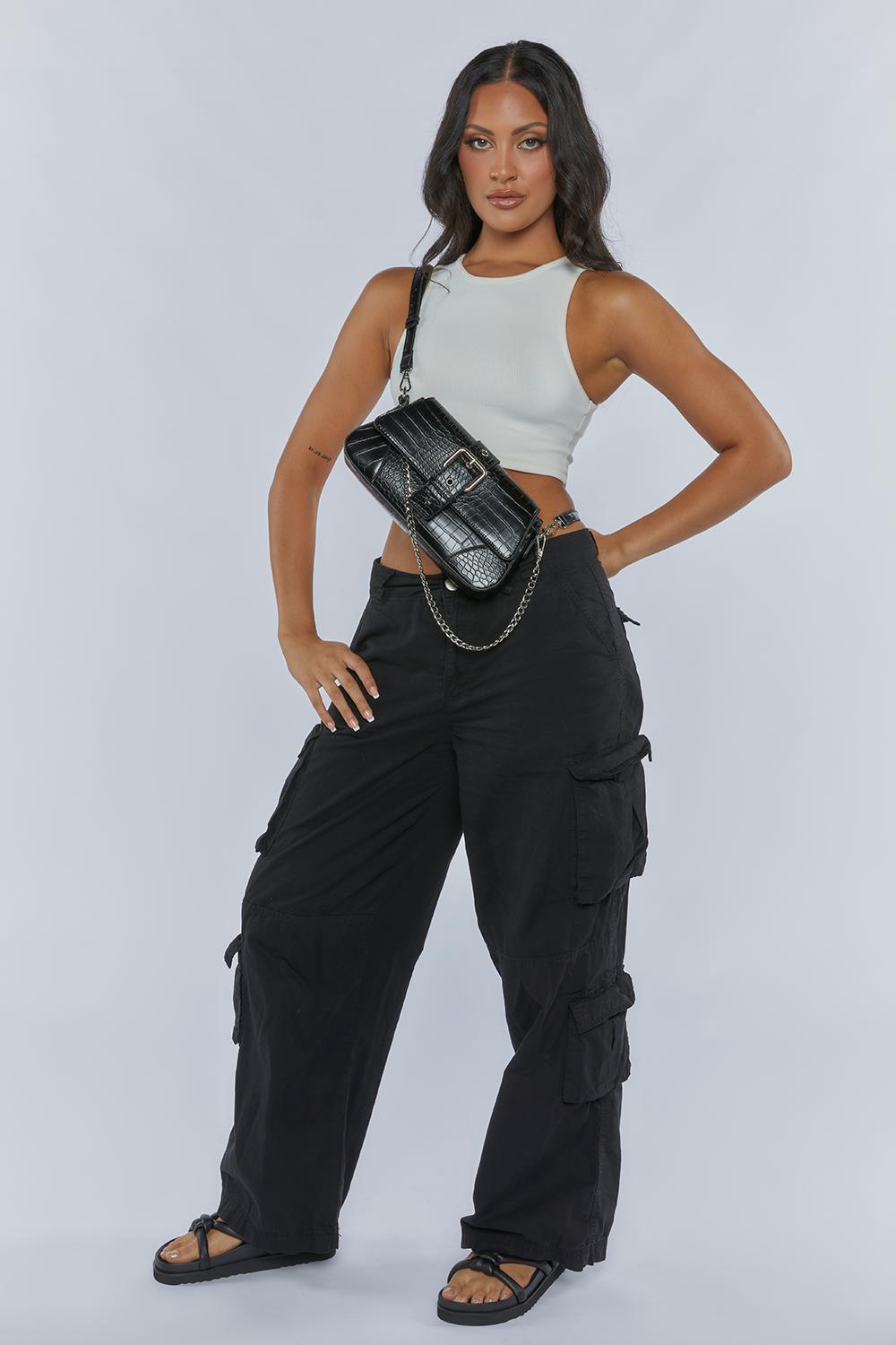 Maddy - Black Croc Silver