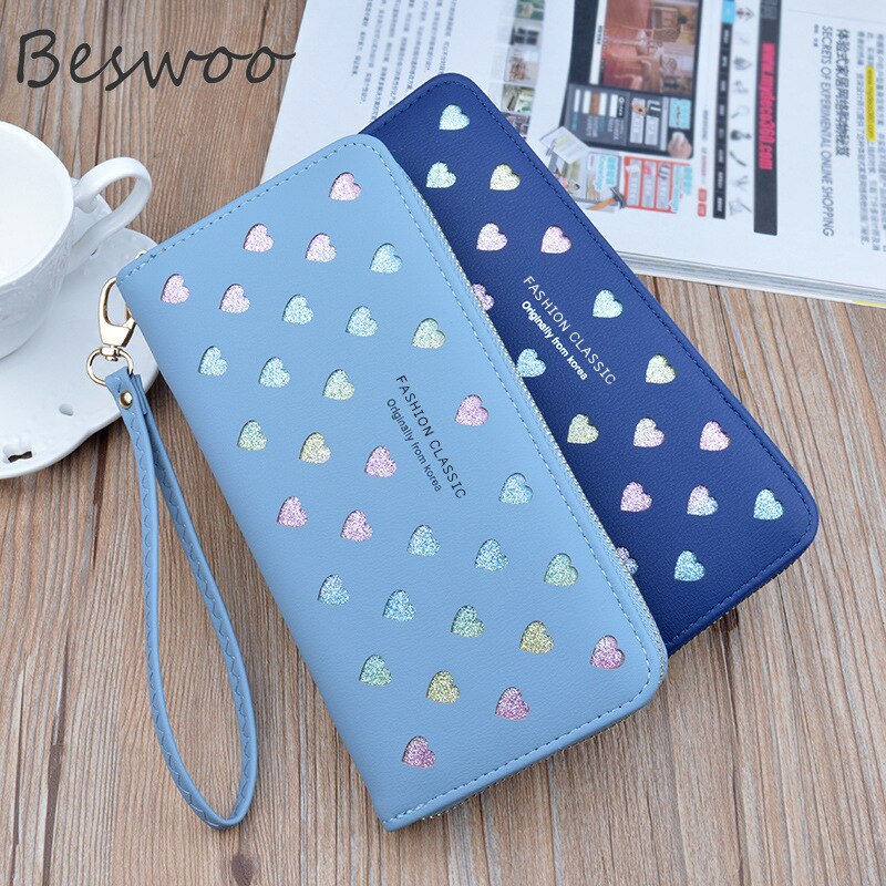 Luxury Women's Wallet New Long Zipper Handbag Mobile Phone Wallets Large Capacity Heart Hollowed Out Coin Purse Clutch Wallet