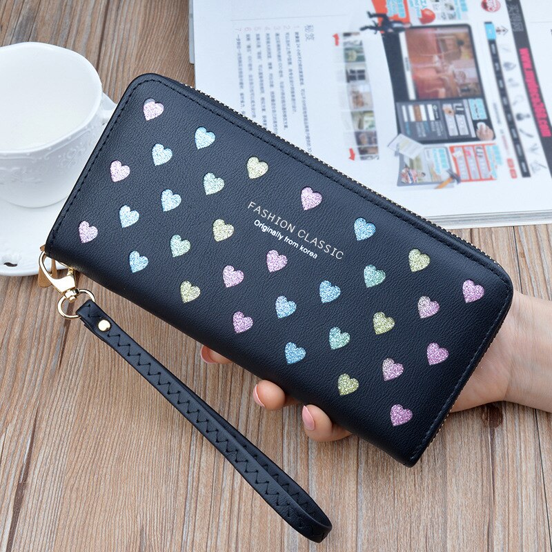 Luxury Women's Wallet New Long Zipper Handbag Mobile Phone Wallets Large Capacity Heart Hollowed Out Coin Purse Clutch Wallet