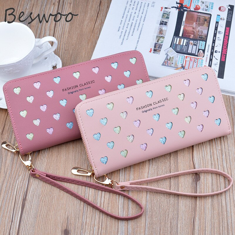 Luxury Women's Wallet New Long Zipper Handbag Mobile Phone Wallets Large Capacity Heart Hollowed Out Coin Purse Clutch Wallet
