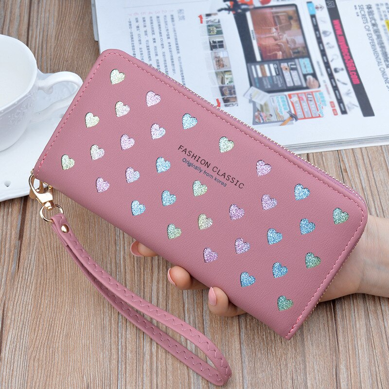 Luxury Women's Wallet New Long Zipper Handbag Mobile Phone Wallets Large Capacity Heart Hollowed Out Coin Purse Clutch Wallet