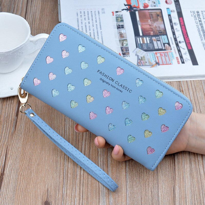Luxury Women's Wallet New Long Zipper Handbag Mobile Phone Wallets Large Capacity Heart Hollowed Out Coin Purse Clutch Wallet