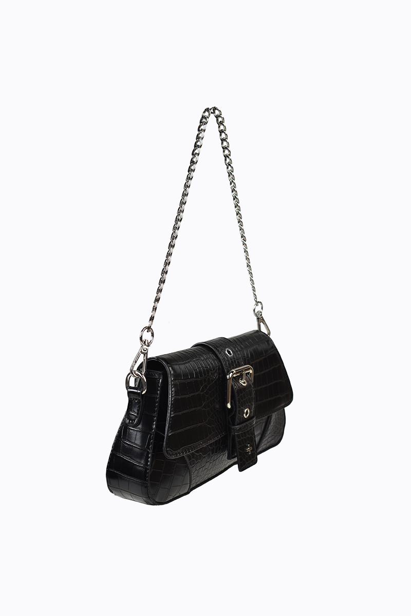 Maddy - Black Croc Silver