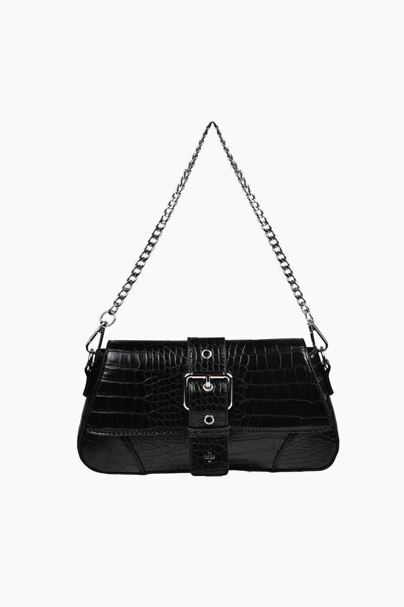 Maddy - Black Croc Silver